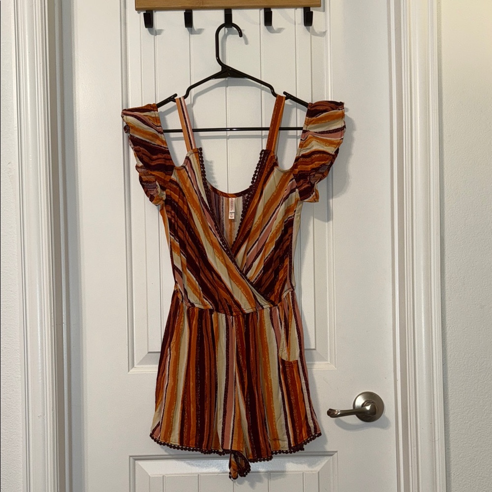 Xhilaration Multicolor Striped Ruffle Sleeve Top
